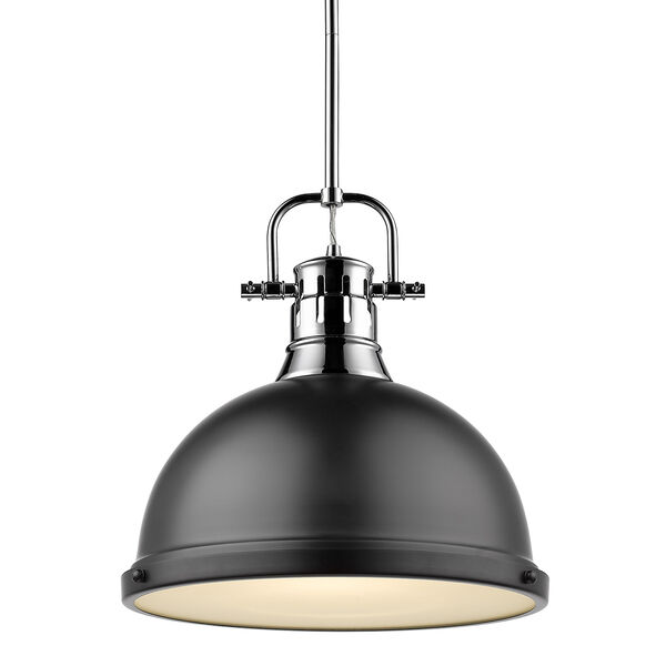 Duncan Chrome and Black 14-Inch One-Light Pendant, image 1